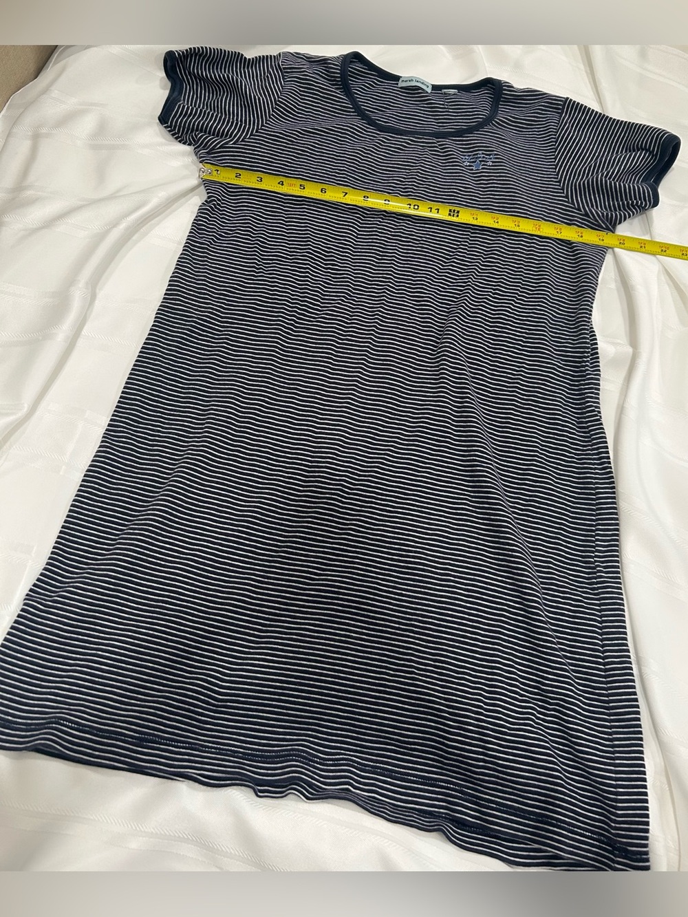 Marsh Landing USA Embroidered Star Striped Knit Dress Navy White M/L
